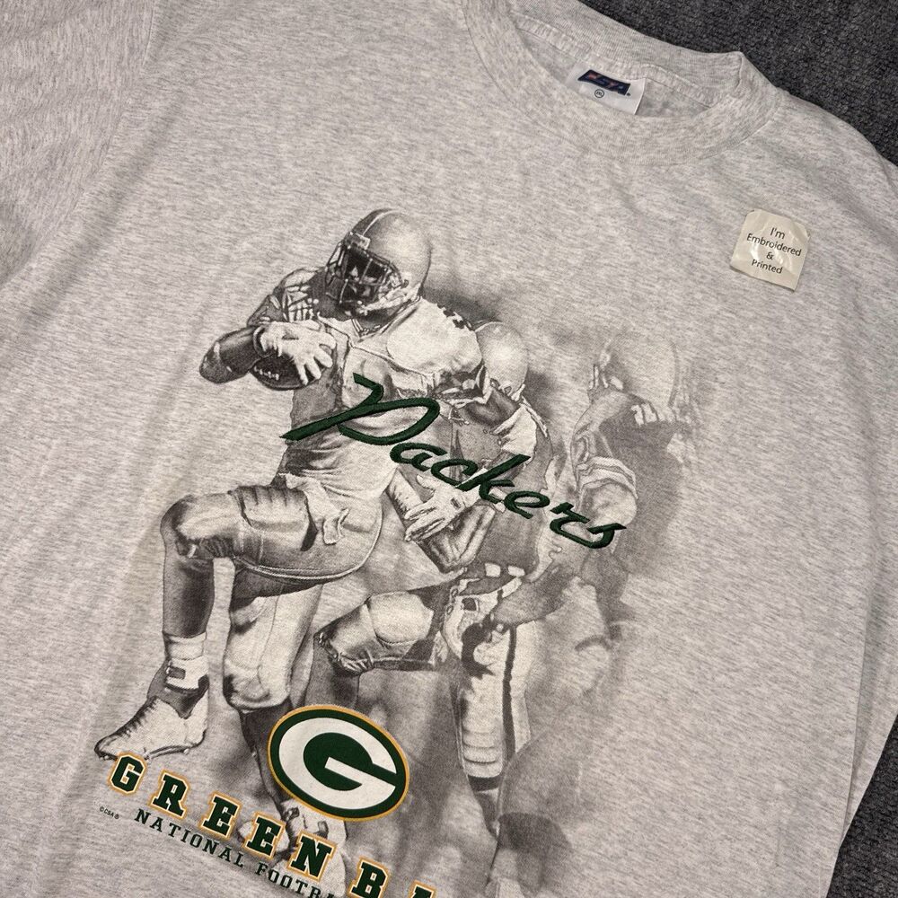 NWT Vintage CSA NFL Game Day Green Bay Packers Emroidered Gray T Shirt 2XL